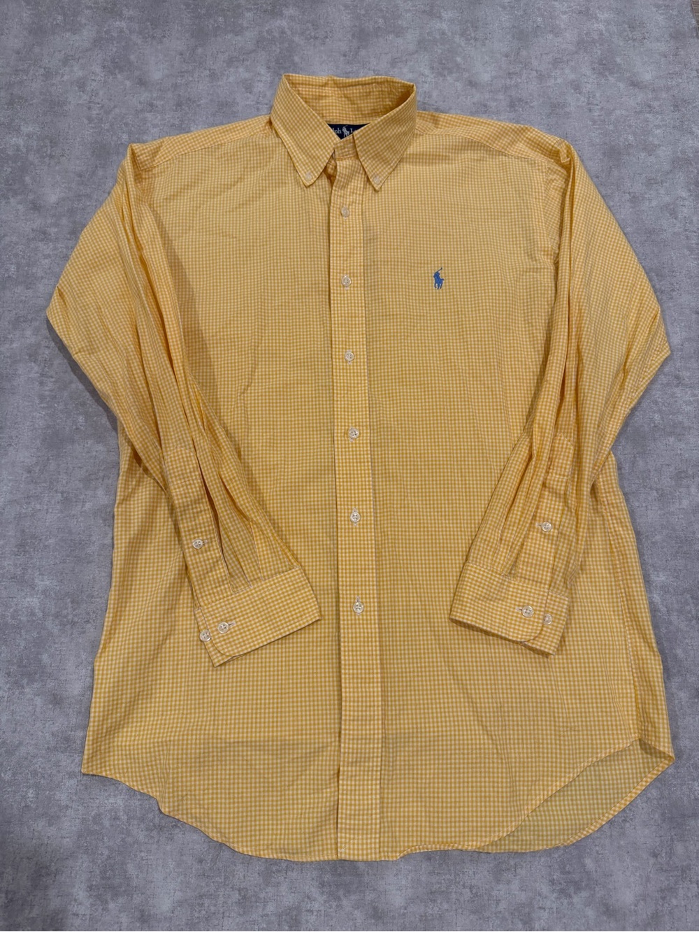 Ralph Lauren Yellow Gingham Button-Down Dress Shirt
